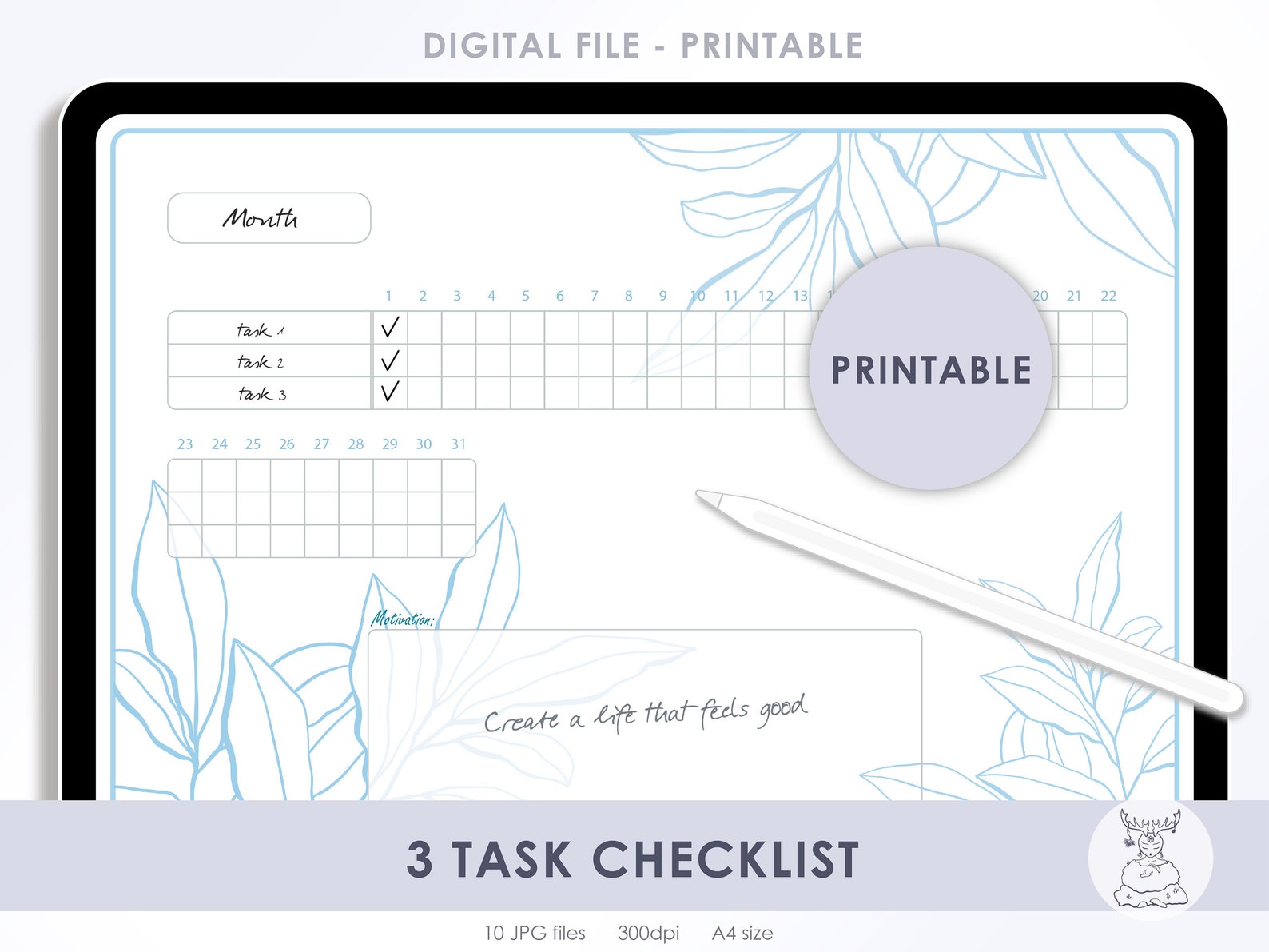 Tasks 10 Color Options Checklist to Do List Digital File Instant ...
