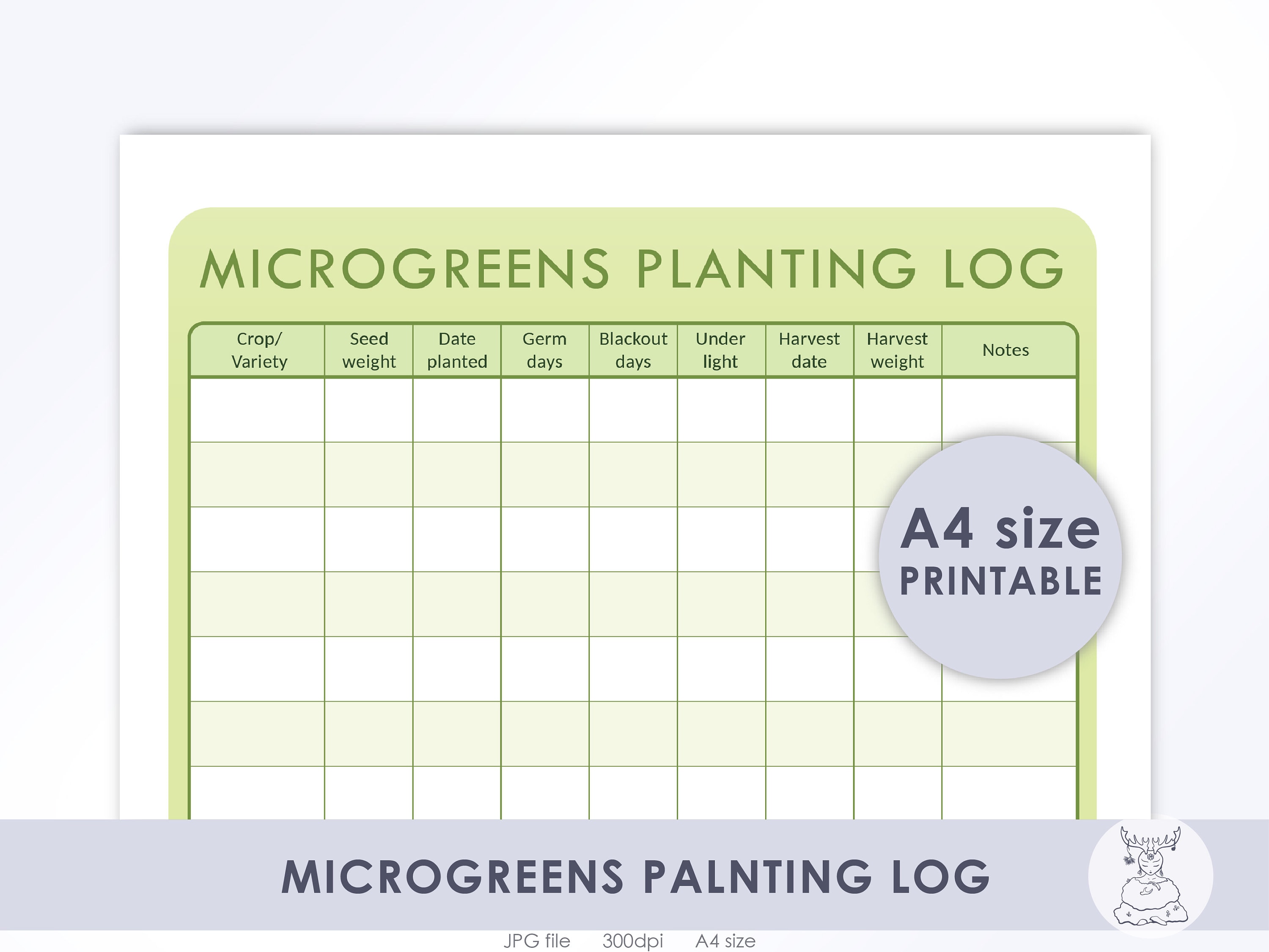 19+ Microgreen Planting Schedule Microgreens Planting Log - Instant Download - Digital File - A4