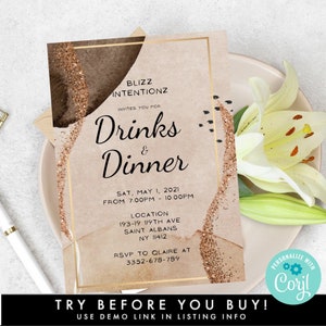 Electronic Drinks and Dinner Party Invitation Template, Editable Any Event Digital Invite, Business Dinner, Corporate Event, Work Party