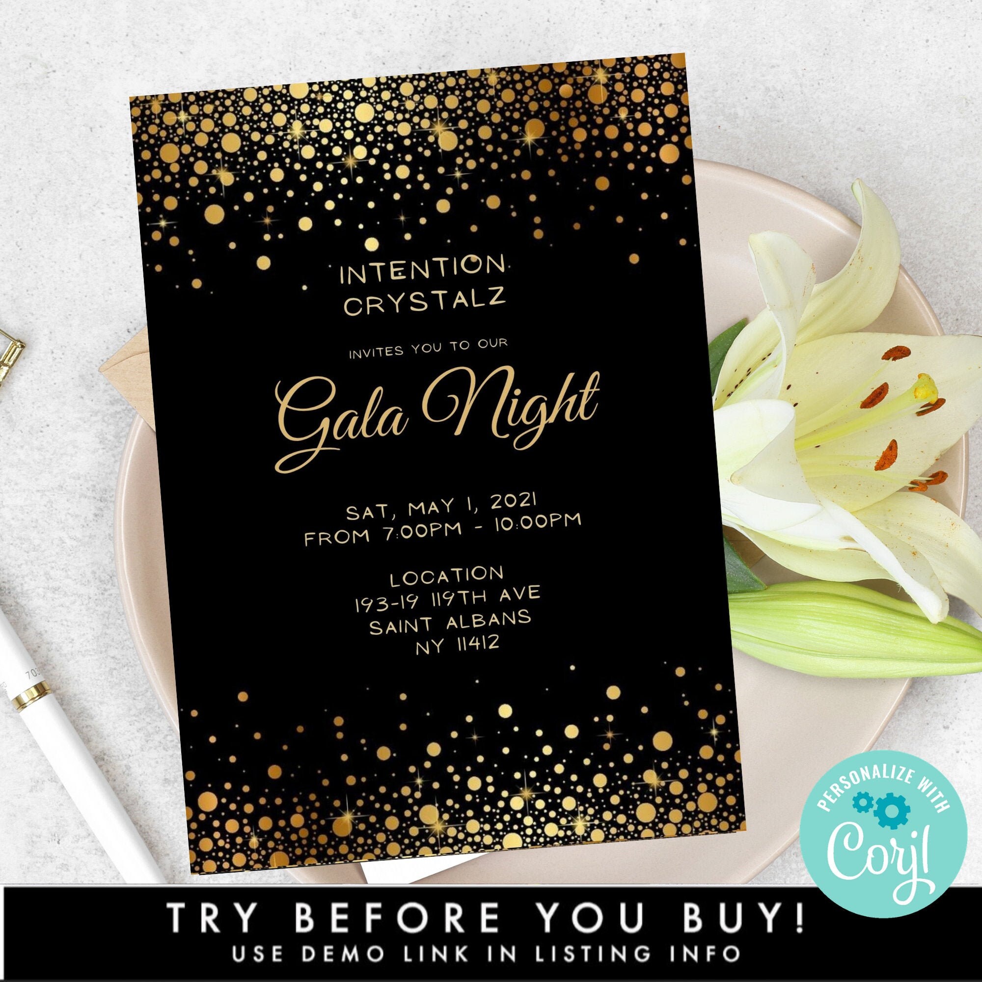 Electronic Gala Night Party Invitation Template Paperless & | Etsy