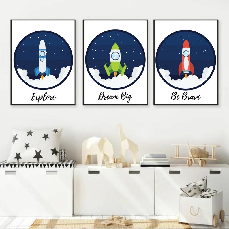 Space Wall Art Set of 3 Prints Outer Space Décor Printable - Etsy