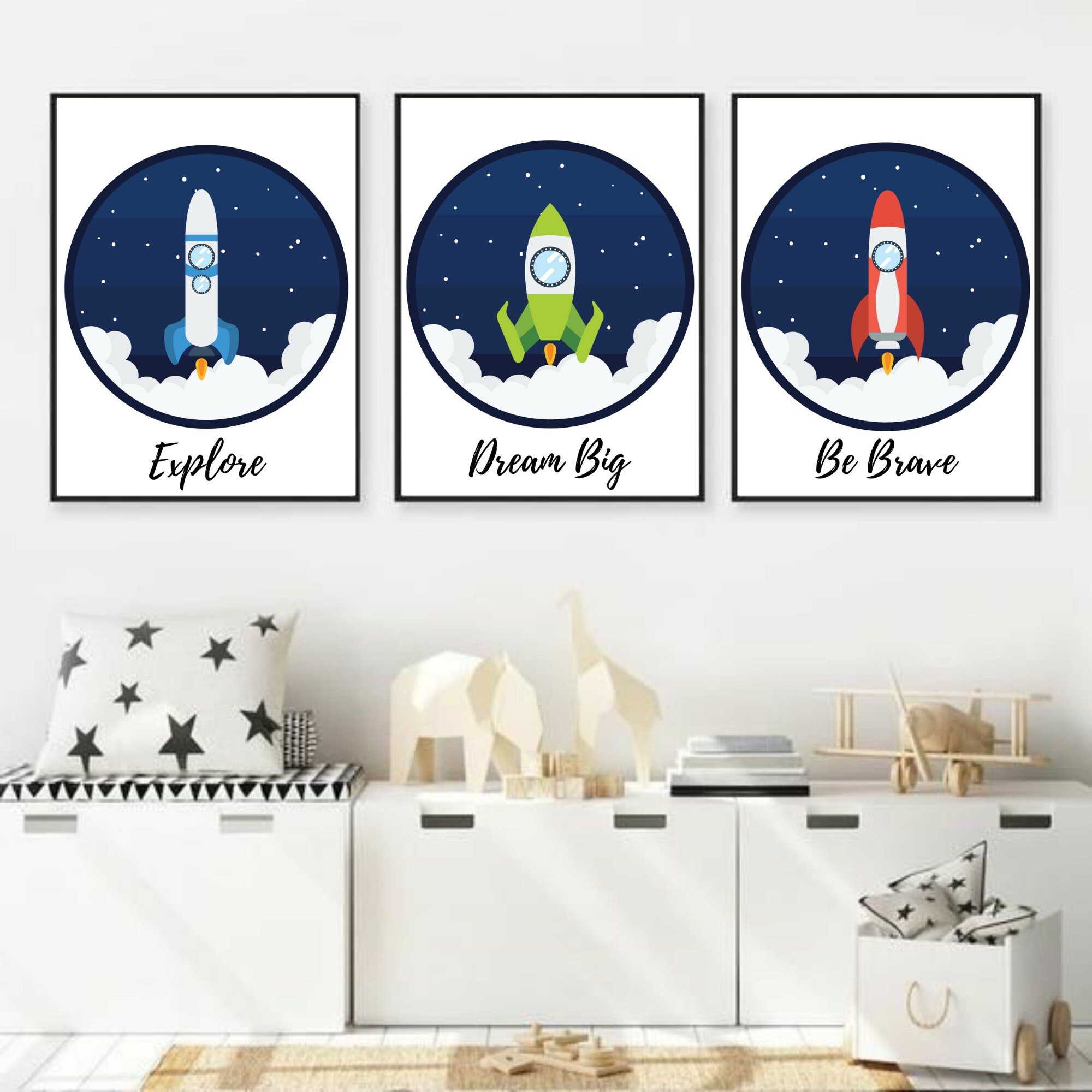 Space Wall Art Set of 3 Prints Outer Space Décor Printable - Etsy