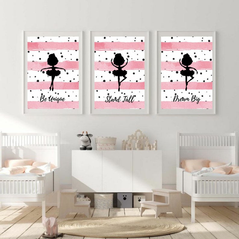 PRINTABLE Pink Ballerina Wall Art Set of 3 Inspirational Etsy