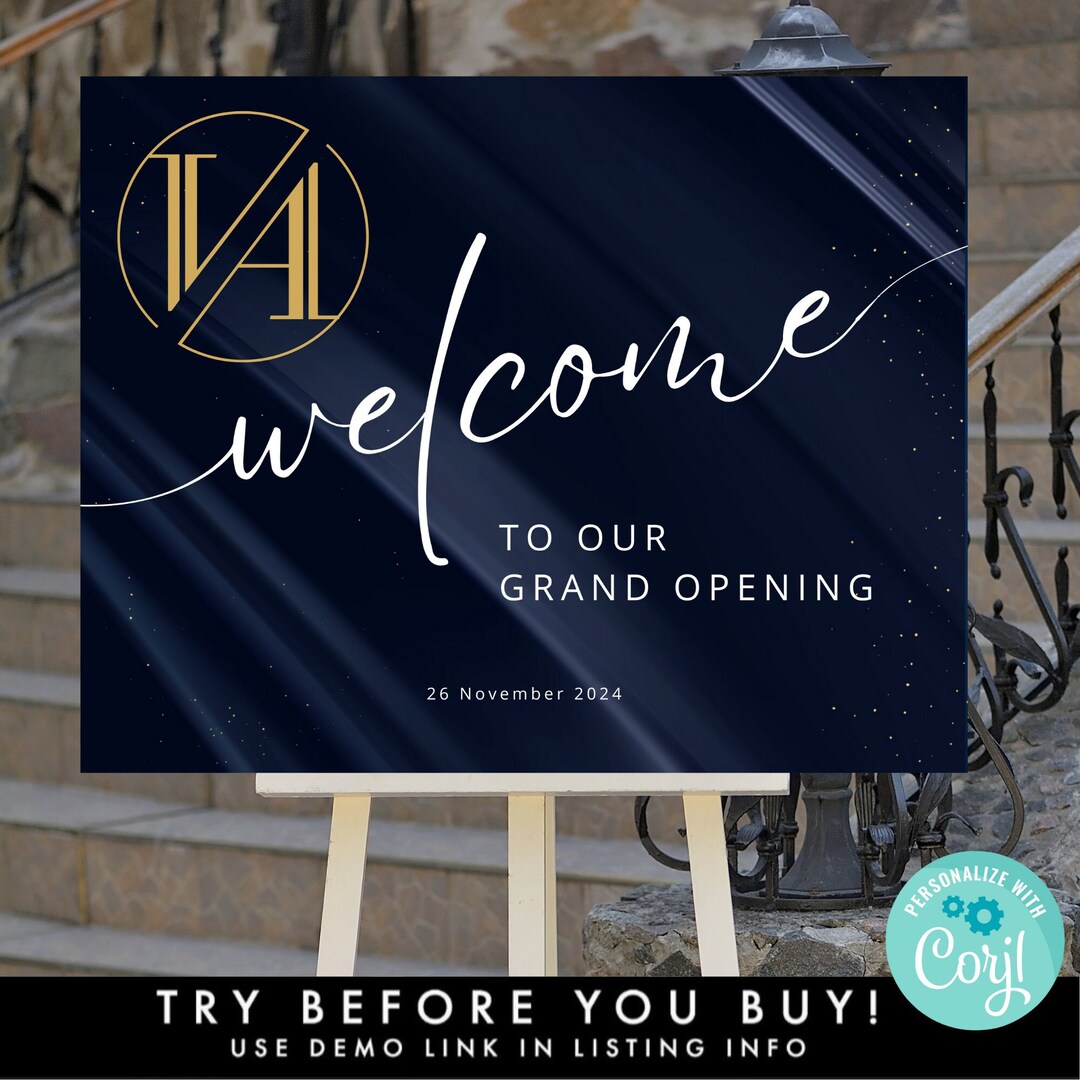 Printable Welcome Sign, Business Custom Easel Sign Editable Template ...