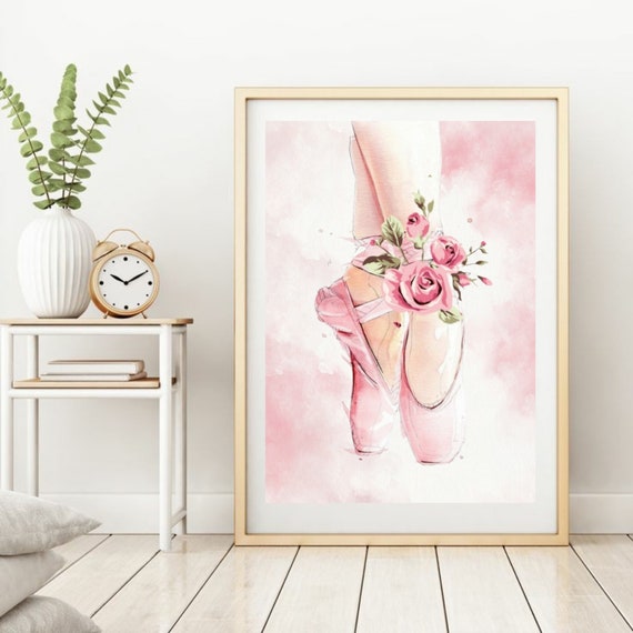 Ballerina Wall Art, Teen Girl Room Decor, Ballet Shoes, Girls Wall Art,  Girl Monogram Art, Inspirational Girls Art, Set of 4 Prints 