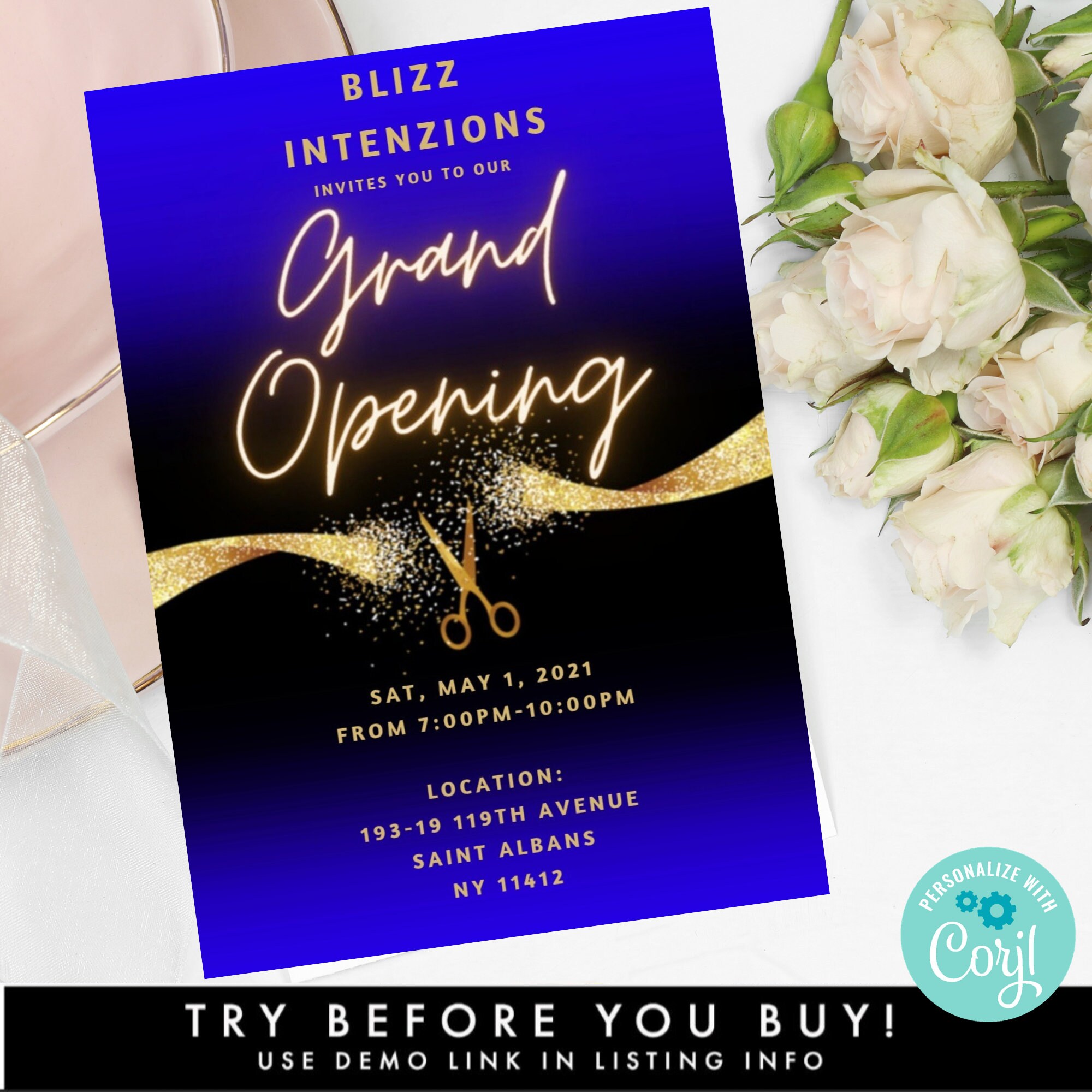 Electronic Grand Opening Launch Party Invitation Template, Social Media