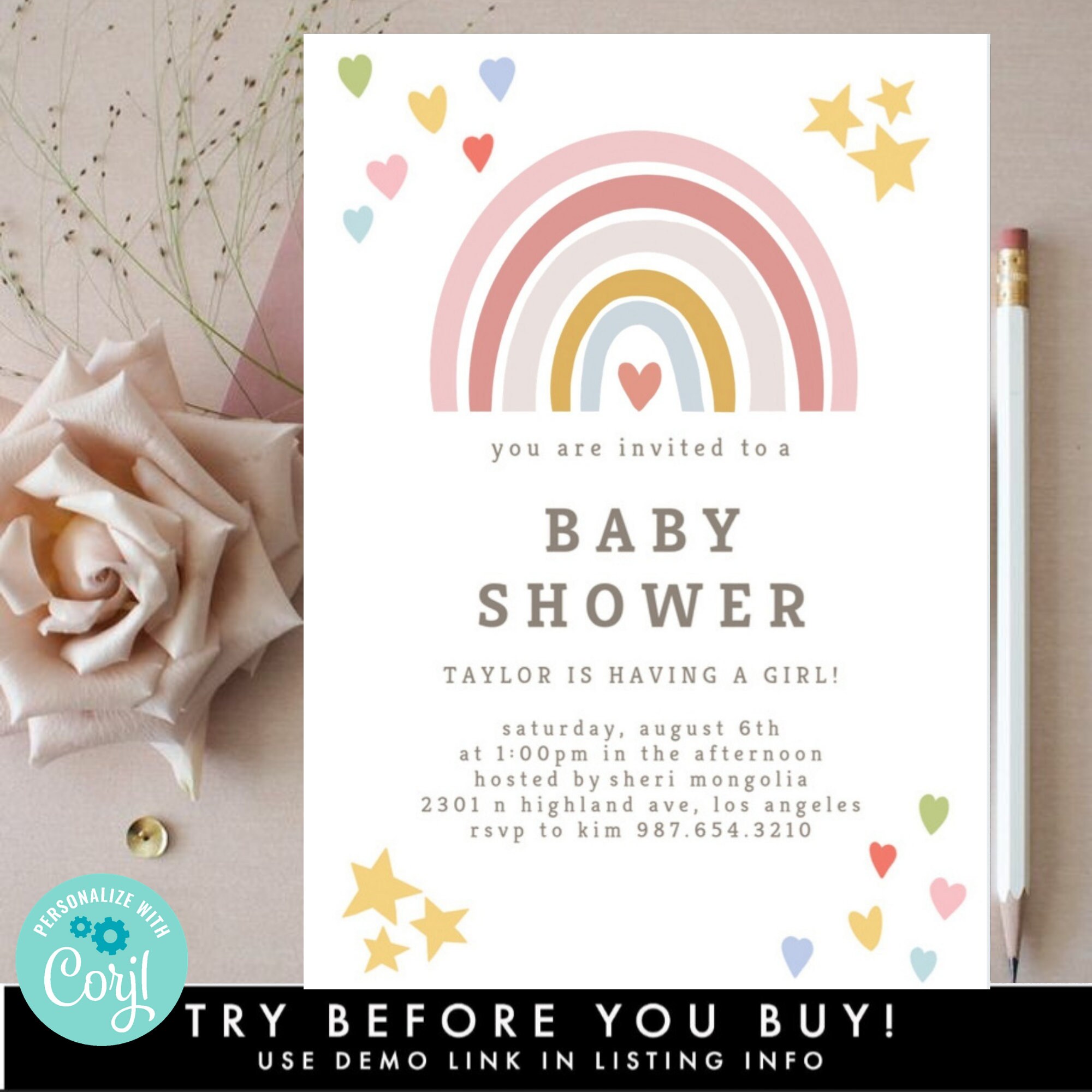 ELECTRONIC Baby Shower Party Invitation TEMPLATE Editable | Etsy