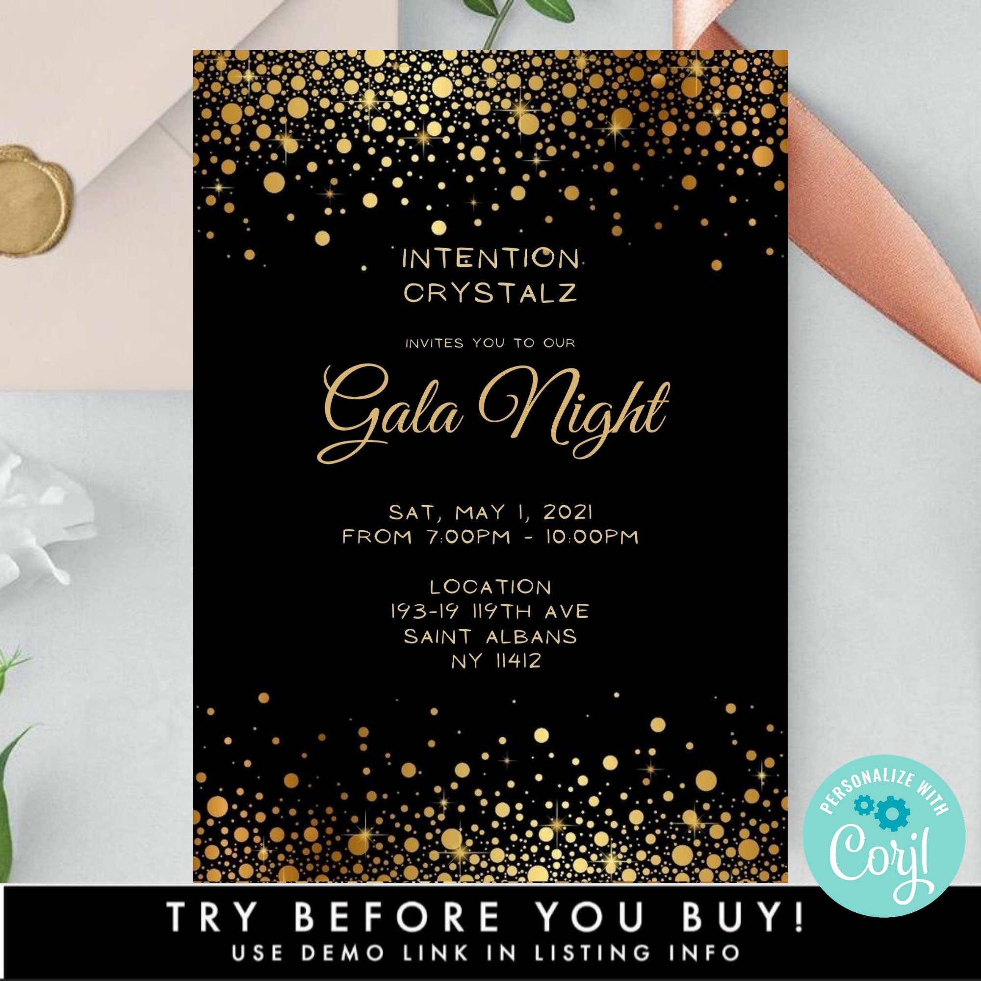 Electronic Gala Night Party Invitation Template Paperless & Etsy