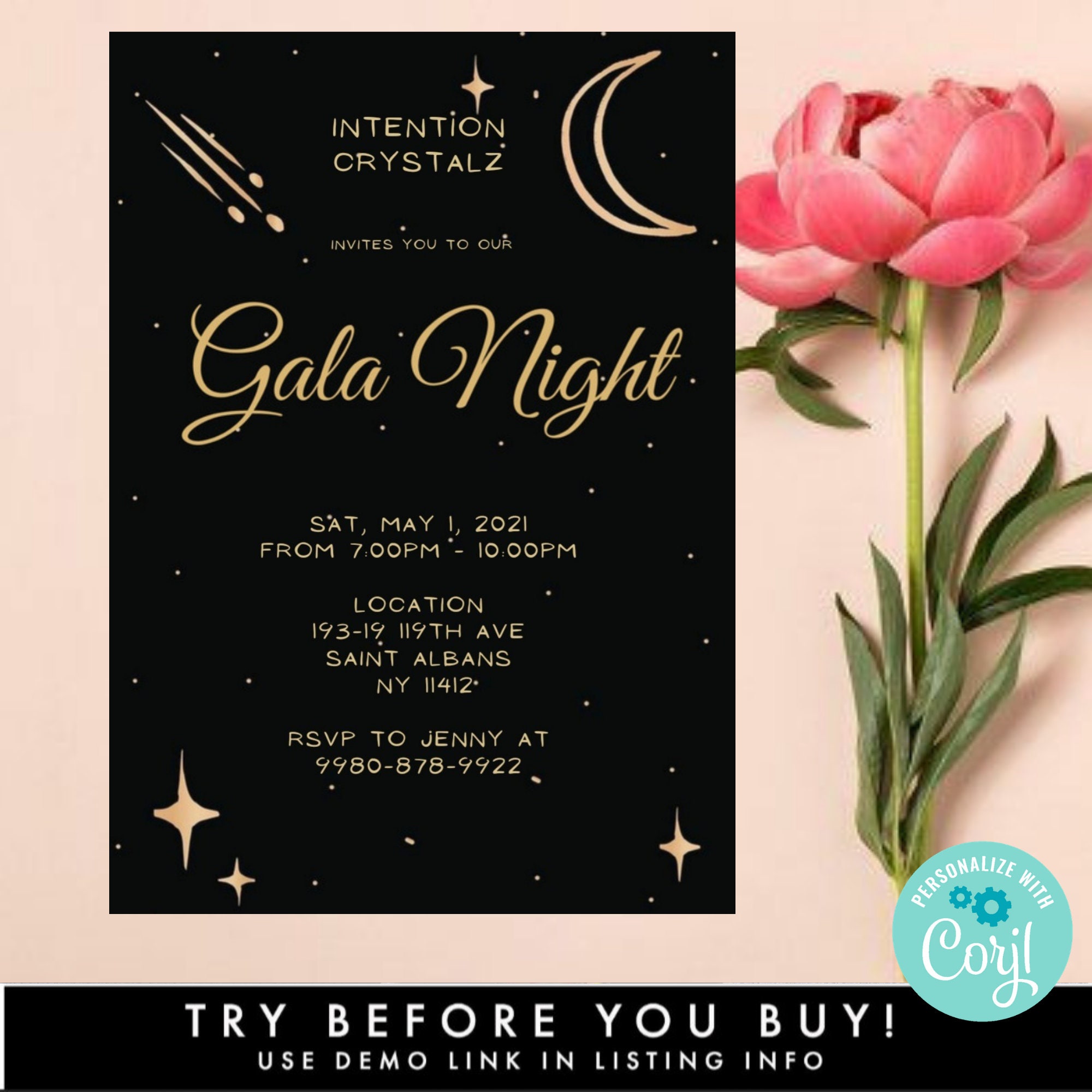 Electronic Gala Night Party Invitation Template Paperless & | Etsy