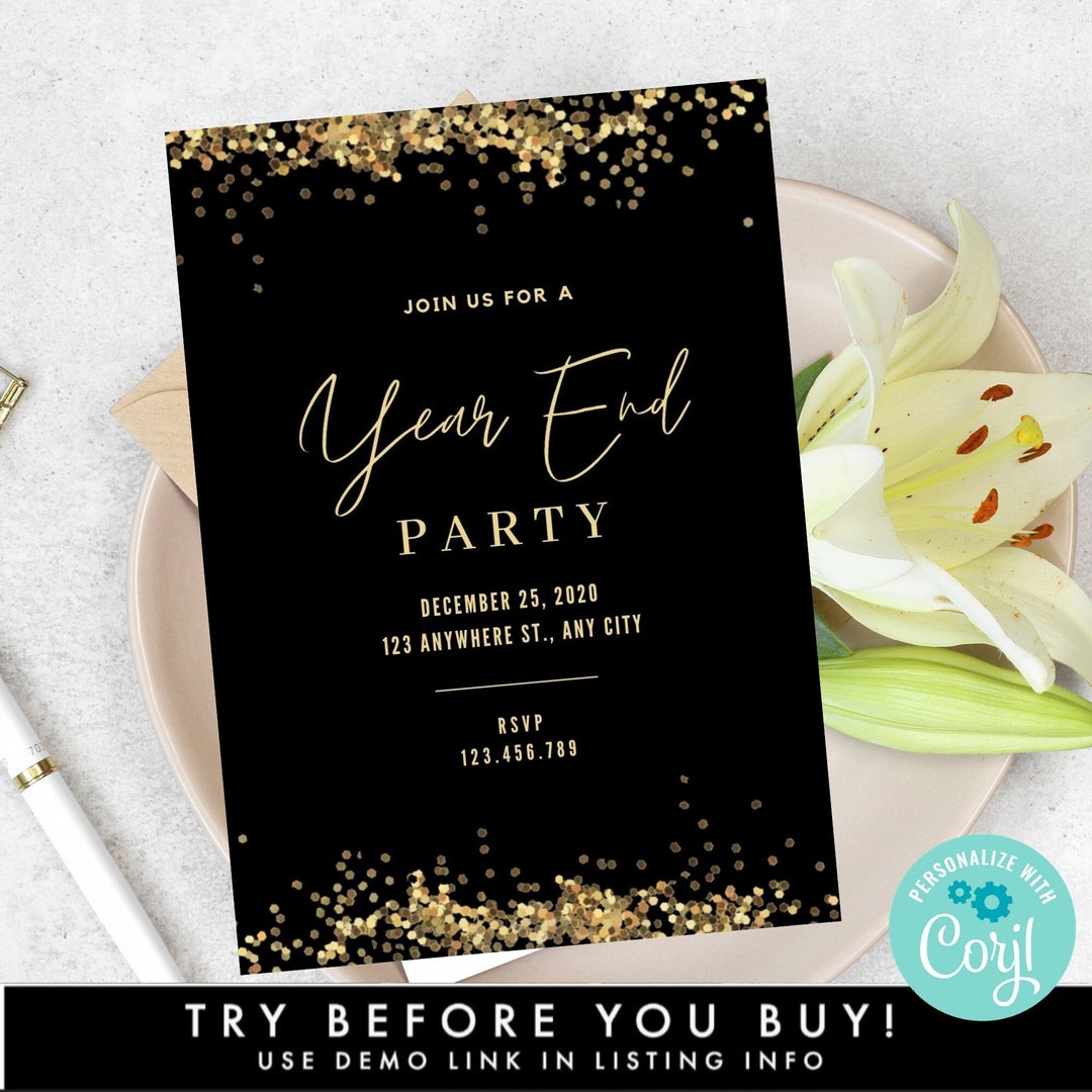 Year End Party Invitation Template Paperless & Editable - Etsy