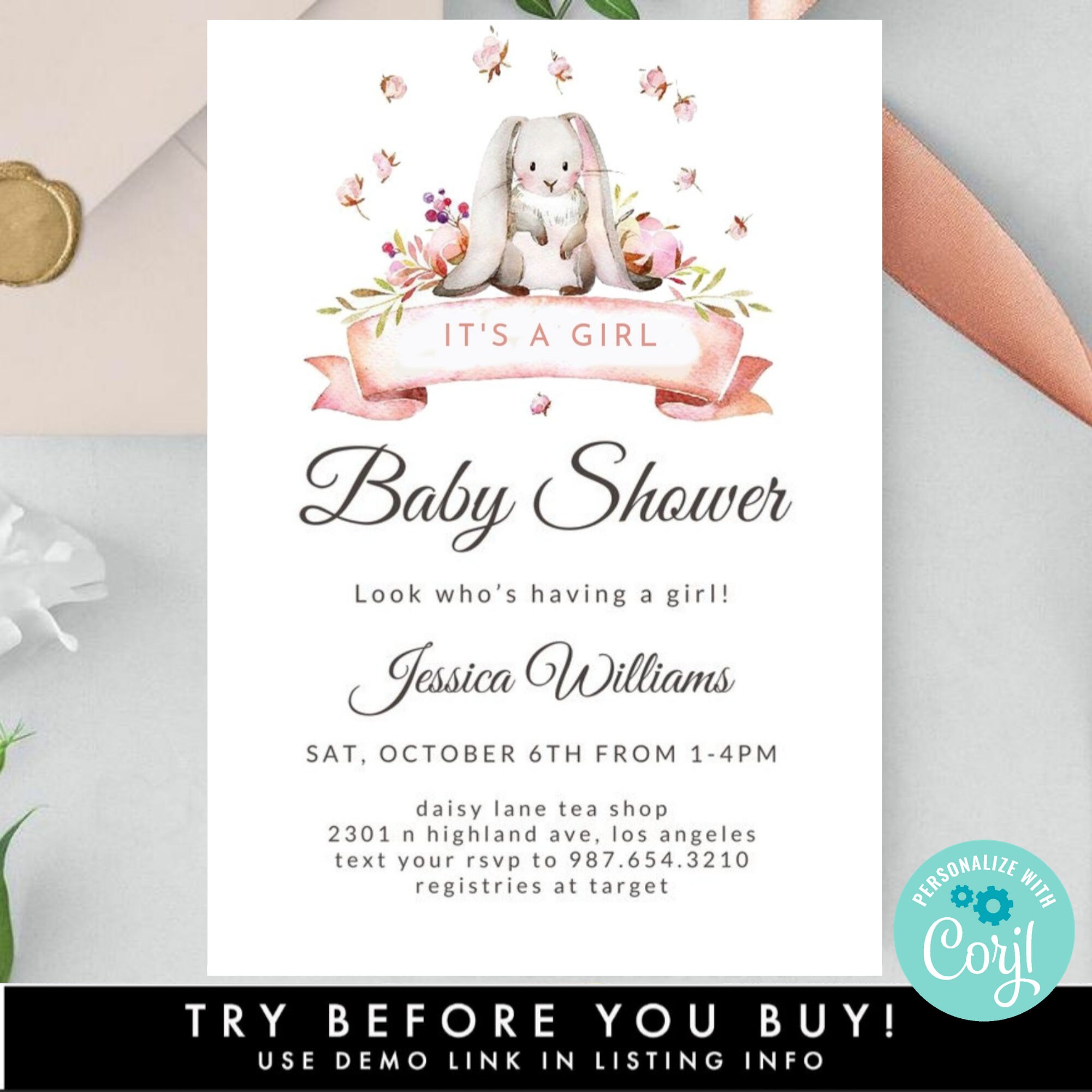 ELECTRONIC Baby Shower Party Invitation TEMPLATE Editable | Etsy