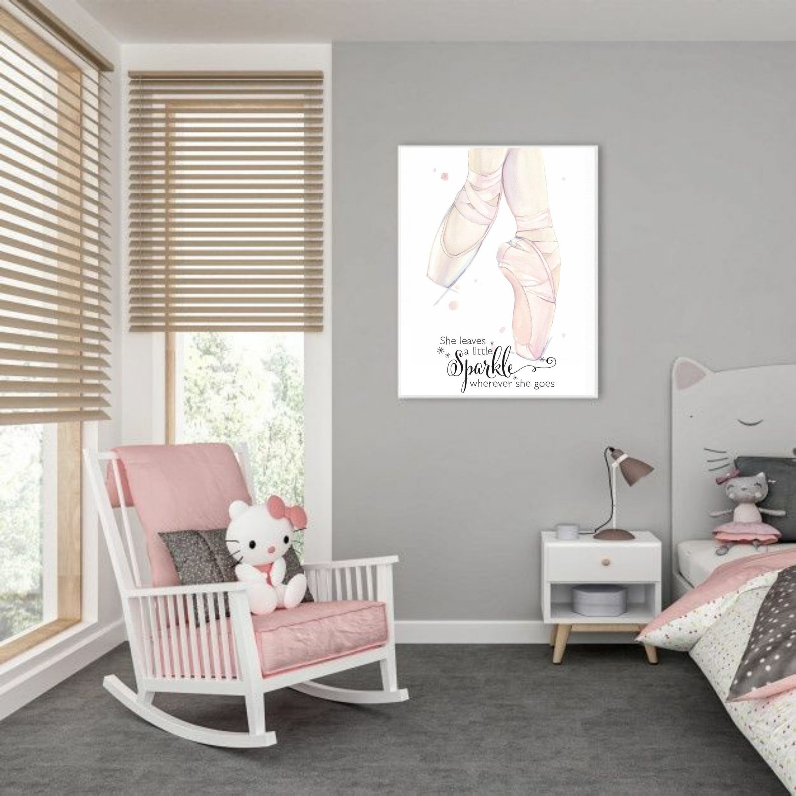PRINTABLE Pink Ballerina Shoes Wall Art She Leaves a Little - Etsy