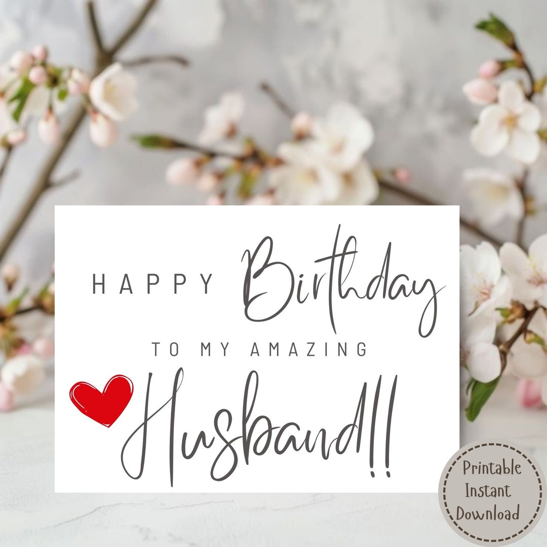 Husband Happy Birthday Card Printable Amazing Husband Birthday Card Husband Happy Birthday Card Printable Amazing Husband Birthday Card