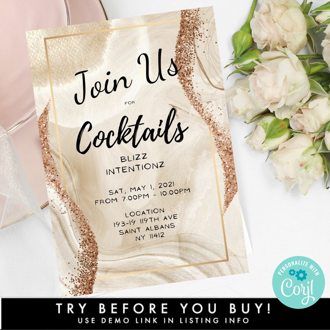 Electronic JOIN US Party Invitation Template Editable Blank - Etsy