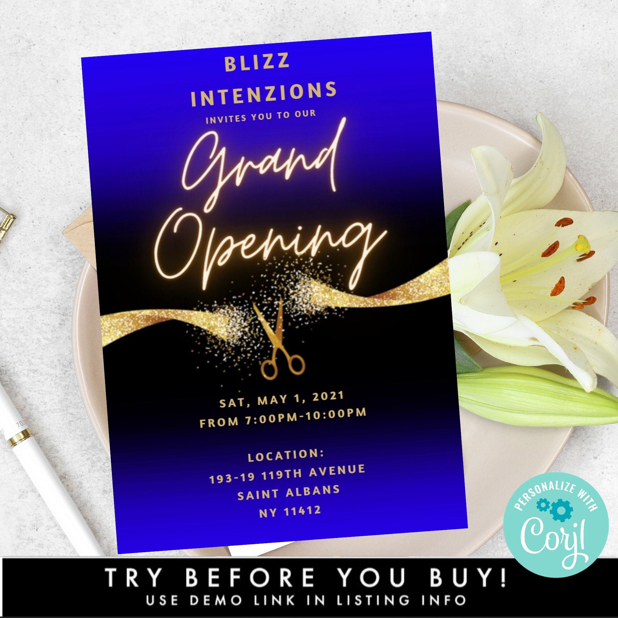 Electronic Grand Opening Launch Party Invitation Template, Social Media Flyer, Digital E
