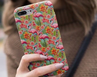 Floral Pink Flamingo Tough Phone Case