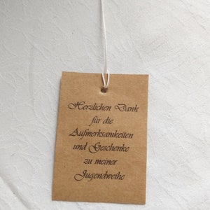 30 Kärtchen Dankeschön Konfirmation/Kommunion/Hochzeit/Taufe/... gelocht mit Band Handarbeit