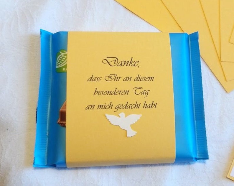 10 Schokoladen-Banderolen Schön, dass Du da bist Danke, ... für 100g Milka/Ritter Sport oder Toffifee Bild 4