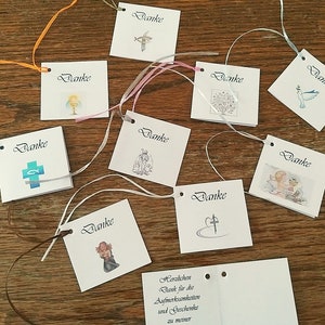 20 cards Christian motif thank you communion/confirmation/baptism/confirmation/wedding...punched with ribbon handmade