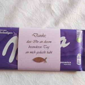 10 Schokoladen-Banderolen Schön, dass Du da bist Danke, ... für 100g Milka/Ritter Sport oder Toffifee Bild 9