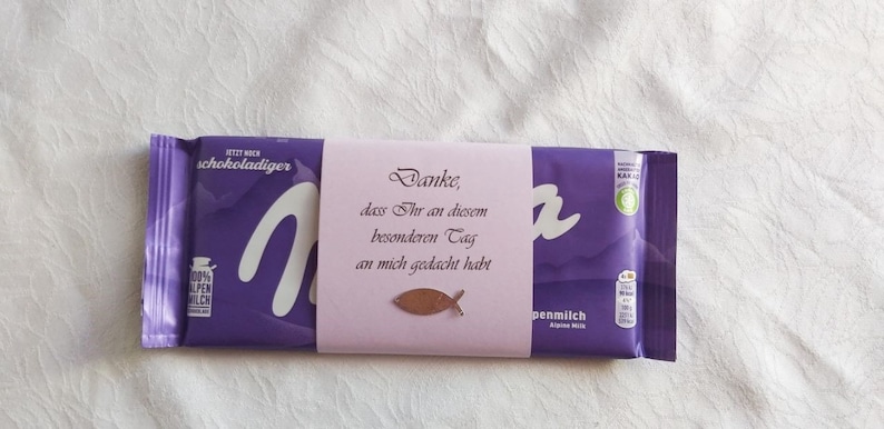 10 Schokoladen-Banderolen Schön, dass Du da bist Danke, ... für 100g Milka/Ritter Sport oder Toffifee Bild 9