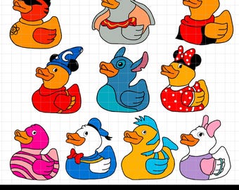 Disney Character Rubber Ducks PNG | Disney Clipart Instant Digital Download Hand-drawn Sticker Designs