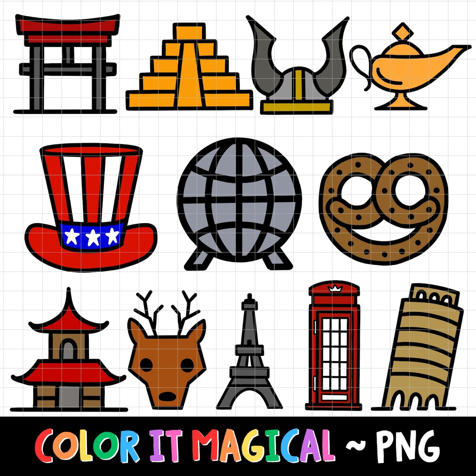 Epcot Country Icons PNG | Disney Parks Clipart Instant Digital Download ...