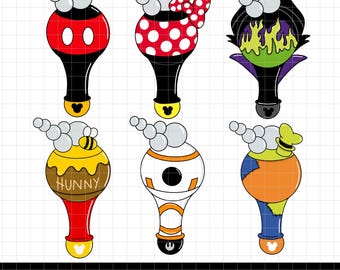 Disney Bubble Wands Set 1 PNG Disney Parks Clipart Instant Digital Download Hand-drawn