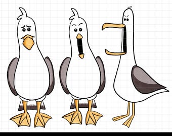 Nemo Seagulls PNG Disney Character Clipart Instant Digital Download Hand-drawn