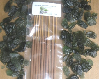 Moldavite infused oud incense sticks, Czech Republic,