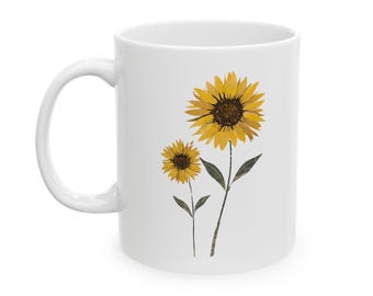 Sunflower Ceramic Mug, Perfect for Coffee Lovers, Gift for Sunny Vibes, Housewarming, Birthday, Everyday Use