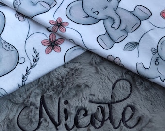 Elephant Baby Blanket, Personalized Baby Blanket, Embroidered Blanket Girl, personalized Boy Blanket, Baby Shower Gift, Lap Blanket
