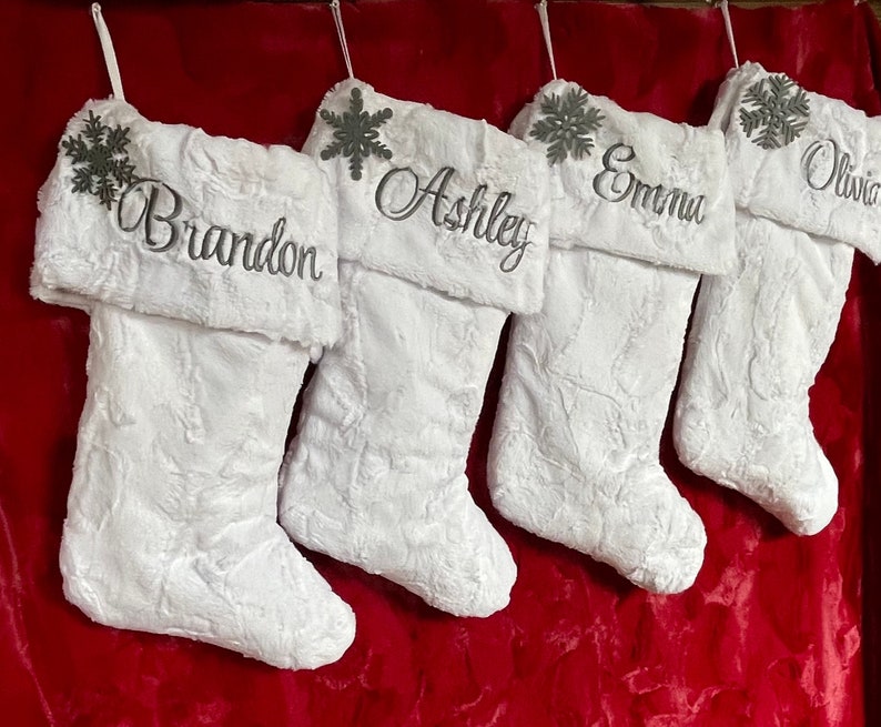 White Christmas Stockings. Personalized Christmas Stocking Etsy