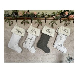 Personalized Farmhouse Holiday Stocking with Soft Fur Detail