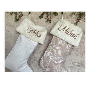 Handmade Holiday Stocking in Warm Spiced Tones & Ivory Fur
