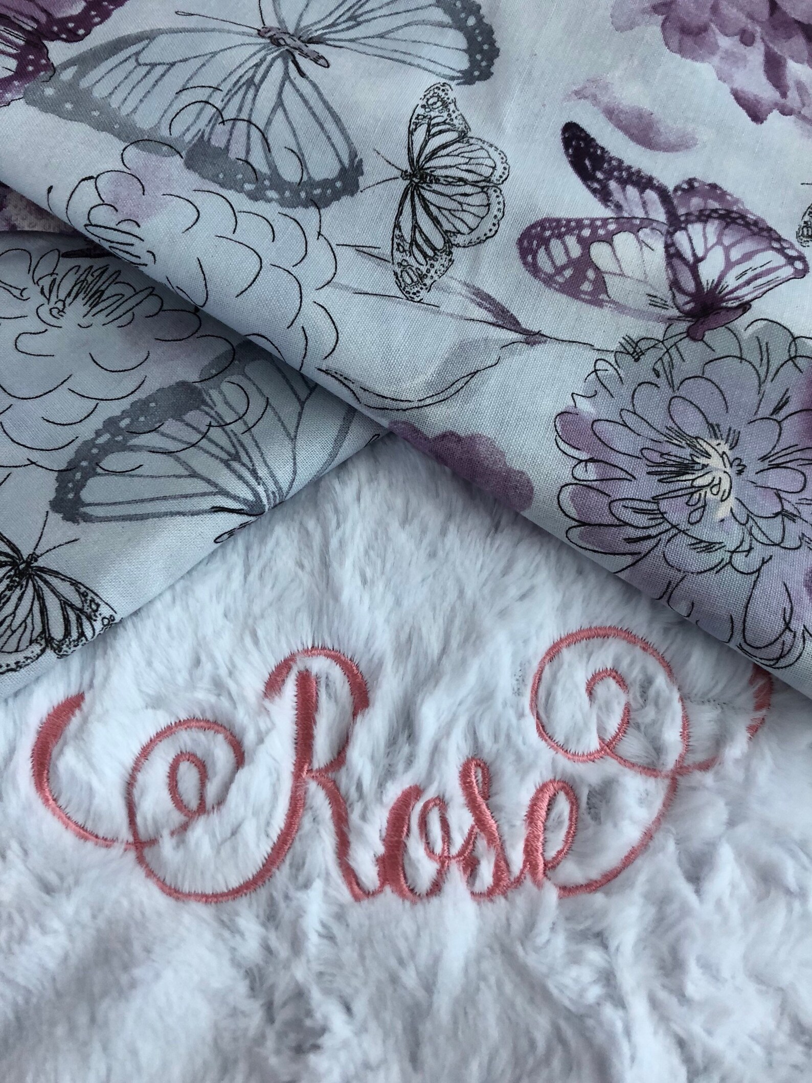 Purple Butterfly Baby Blanket Embroidered Baby Blanket Etsy