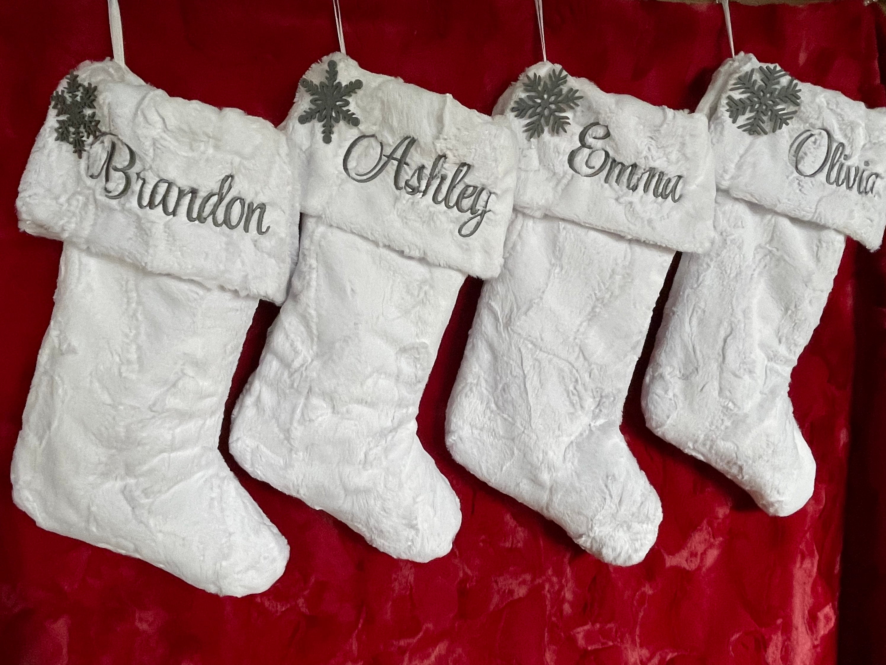 White Christmas Stockings. Personalized Christmas Stocking Etsy