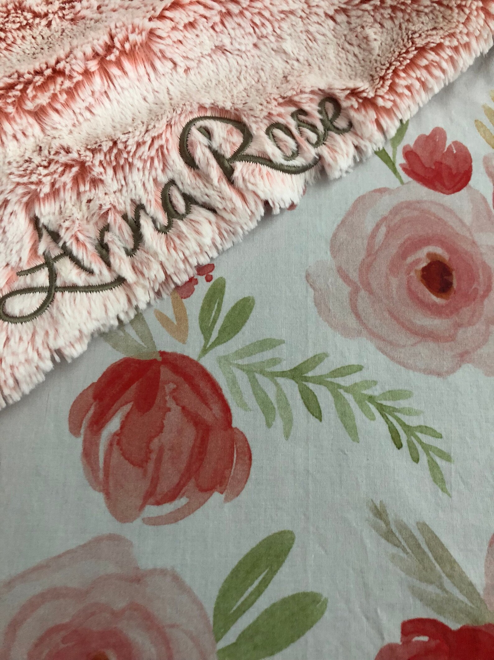Floral Rose Baby Blanket Personalized Baby Blanket Etsy