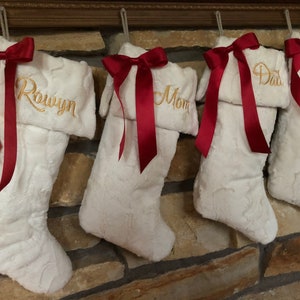 Ivory Fur Personalized Christmas Stockings. Soft Fur Sock and With Soft ...