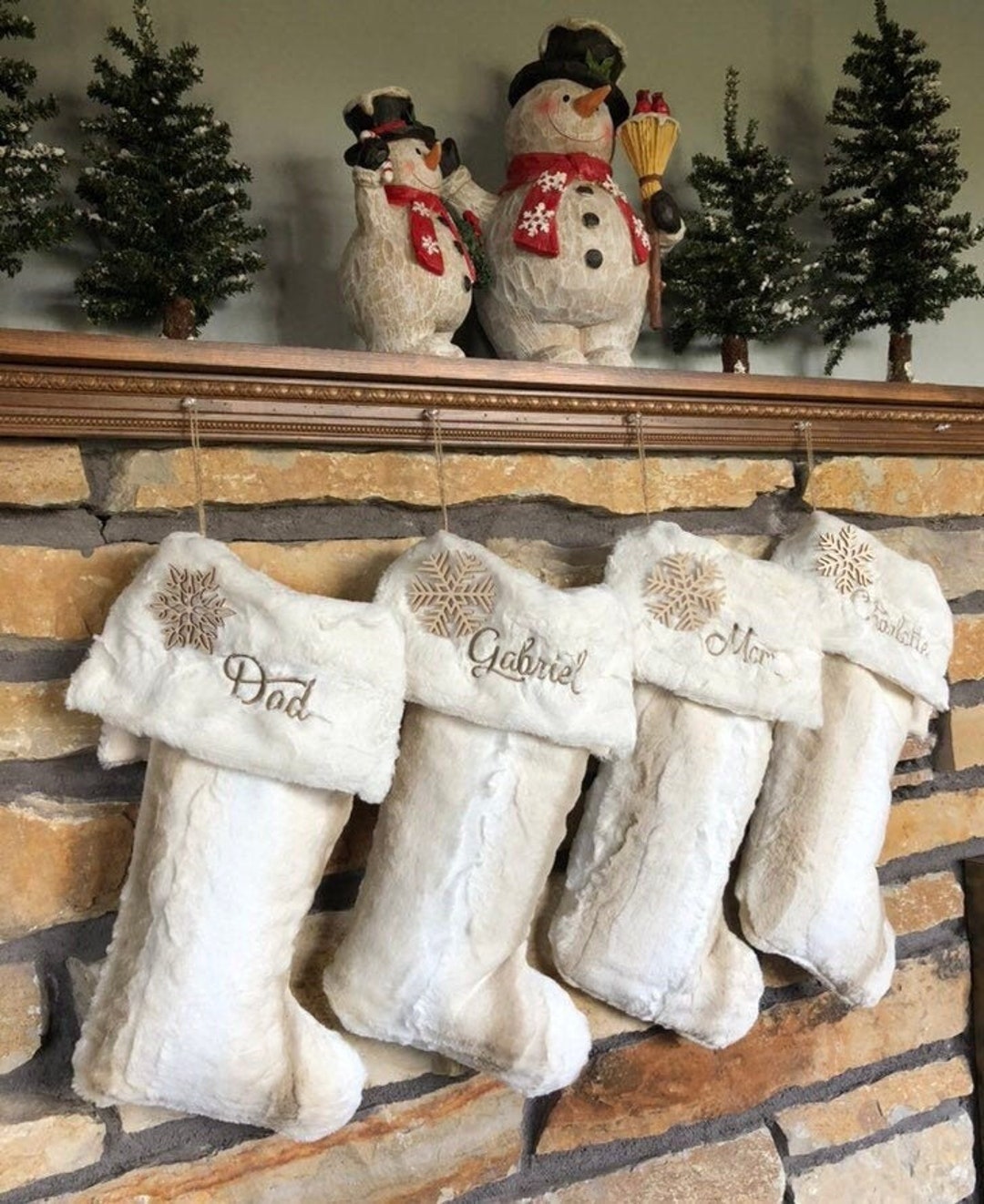 Xmas Stockings Ivory with Fur