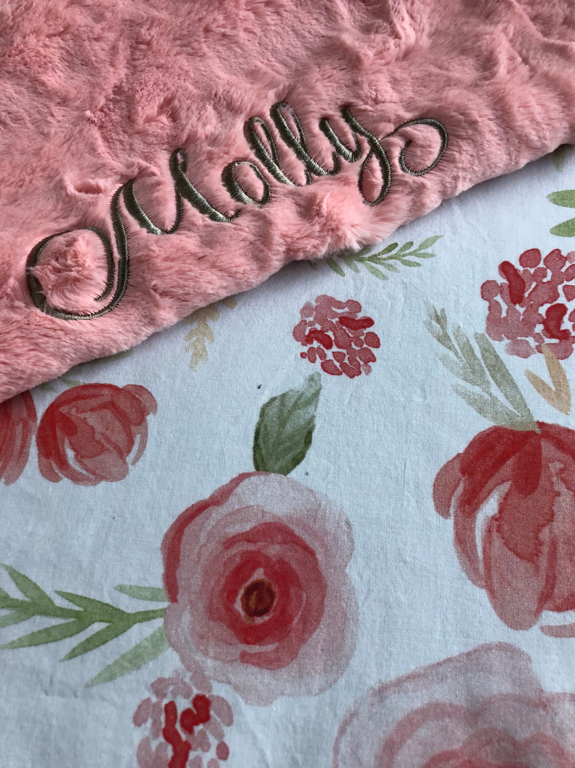 Floral Rose Baby Blanket Personalized Baby Blanket Etsy