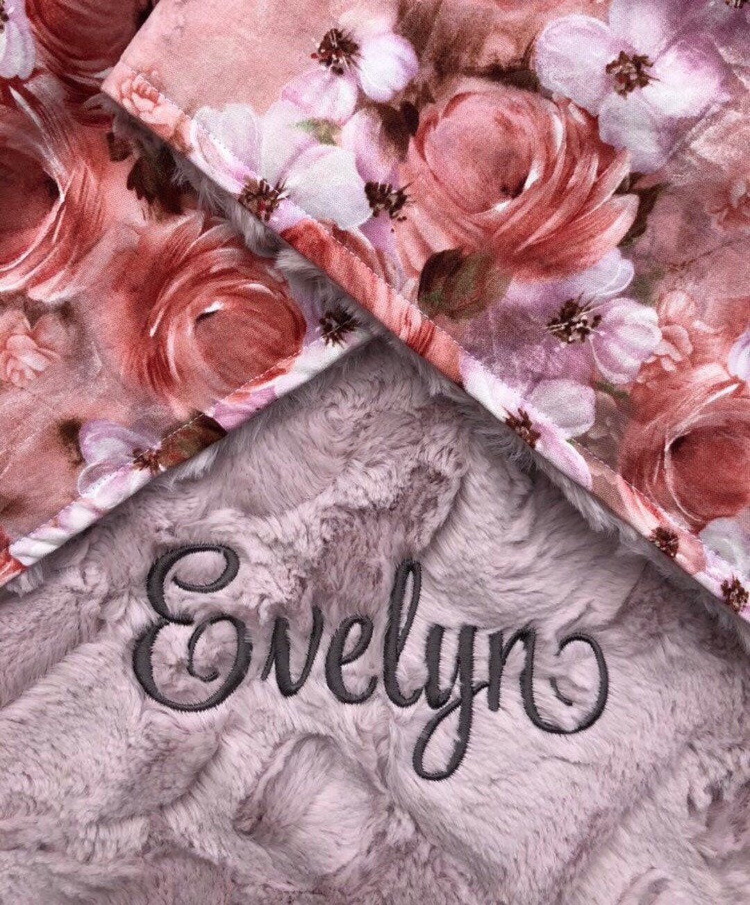 Petals Floral Blanket, Personalized Baby Blanket, Embroidered Baby ...