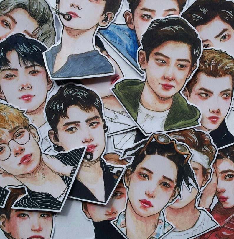 Kpop Stickers Set Exo Bujo Kai Sticker Korea Exol Koko Bop Etsy