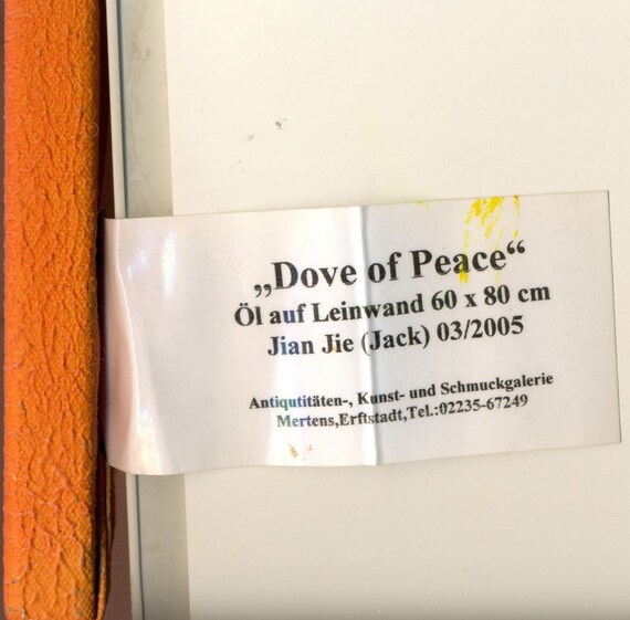 Jian Jie Jack Gelistet Ol Leinwand Dove Of Peace Etsy