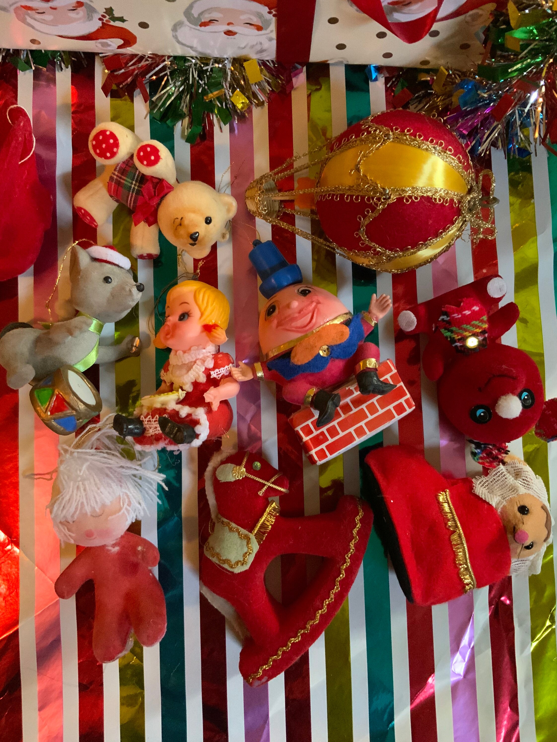 Vintage Flocked Christmas Ornaments 