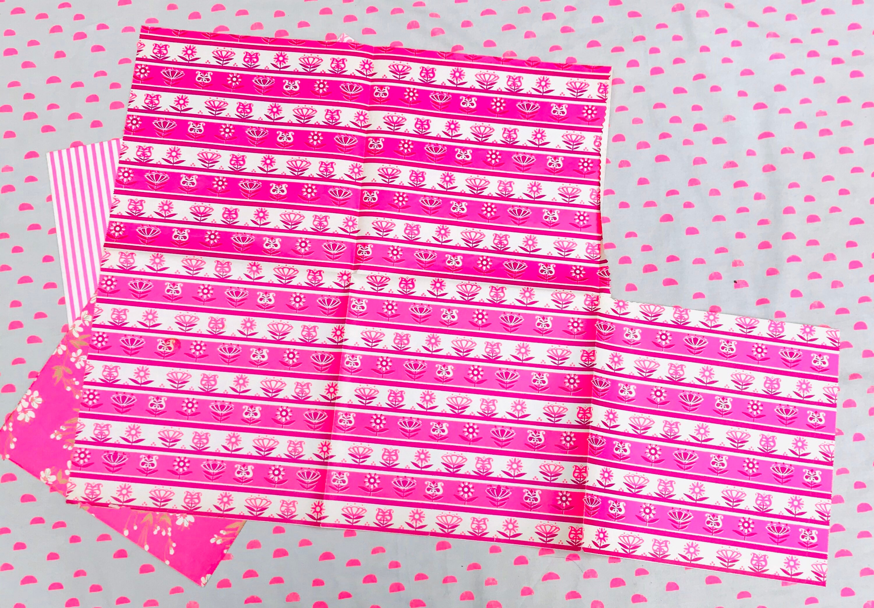 Vintage Gift Wrap assorted wrapping paper hot pink fuschia Etsy
