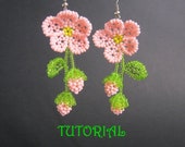 Beading tutorial,how to make gentle dangling beaded earrings with flower Japanese sakura,diy beadwork pink flowers cherry blossom
