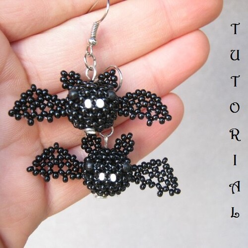 Bat Beaded Earrings. Beading Tutorial PDF Etsy