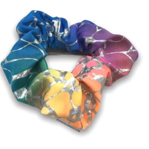 Pool Scrunchies Tie Dye Neon Cheer Rainbow Gym Dance Wear Cheer Hair Bun Ponytail Scrunchy - Favor Birthday Rave