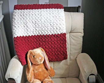 Striped Thicket Stitch Blanket Pattern: PDF Instant Download - Crochet Blanket Pattern, Crochet Lapghan, Super Bulky Blanket Pattern